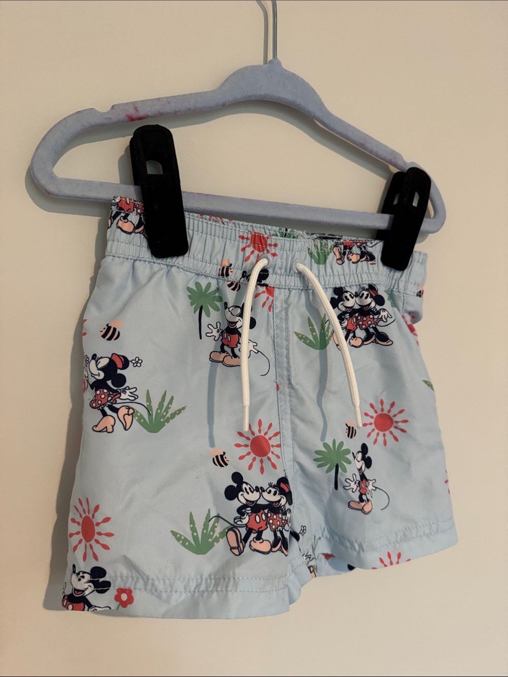 Janie & Jack Kids Light Blue Mickey & Minnie Print Swim Shorts Swim Trunks